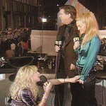 Courtney Love Doesn't Let Madonna & Kurt Loder Finish (1995) -The most exciting moment of the '95 VMAs actually took place offstage, once the show was over, when loose-cannon rock widow Courtney Love hijacked VJ Kurt Loder's perfectly civilized interview with elder stateswoman Madonna. (Courtney got Loder's attention by tossing her powder compact into the press pit.) A lesser pop star may have been intimidated by Courtney's crazy antics. But Courtney was no match for Madge, who in a refreshing change of pace came across as classy and totally non-controversial, smiling benignly while Courtney struggled to remain upright and babbled about Michael Stipe and Birkenstocks. This was live television at its finest.