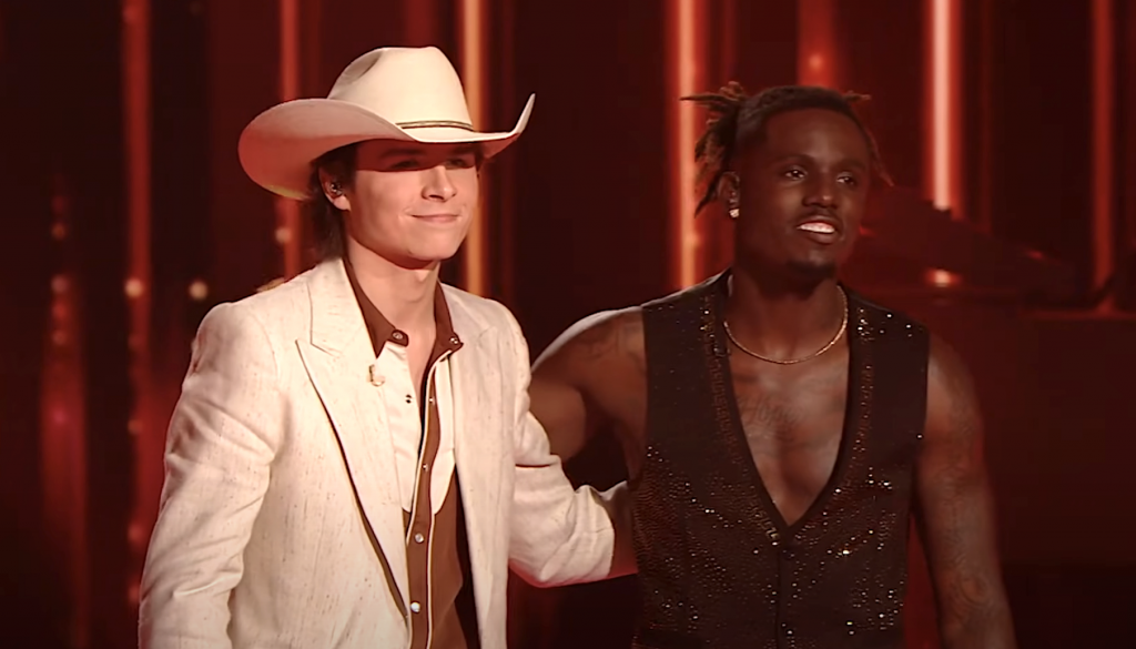 John Foster and Jamal Roberts, seconds before Ryan Seacrest’s Season 23 winner announcement.