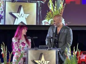 Presenting with KTLA's Melvin Robert (photo: Chris Willman)