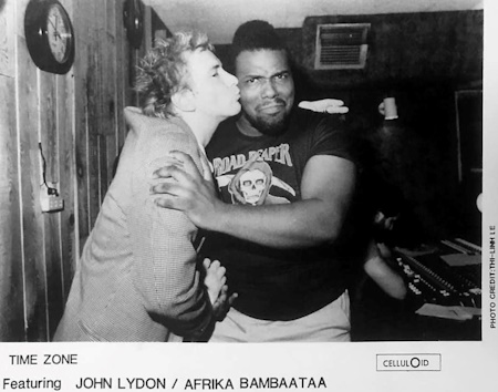 Time Zone's John Lydon and Afrika Bambaataa in1984 (photo: Celluloid Records)